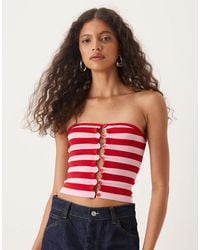 Motel - Sarella Knit Stripe Button Detail Top - Lyst