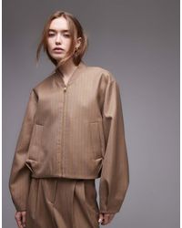 & Other Stories - Chaqueta Bomber Beis A Rayas Con Cremallera Delantera Y Pinzas Lux De (Parte De Un Conjunto)-Neutro - Lyst