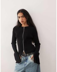 Weekday - Fitted Zip Through Caridgan With Sleeve Zip Detail - Lyst