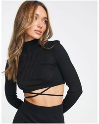 ASOS - Crop Knitted Top With Tie Detail - Lyst