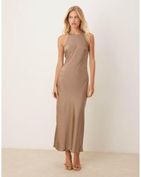 Vila - Racer Satin Midaxi Dress - Lyst
