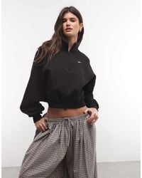 Nike - Studio Fleece Mid-weight Quarter Zip Oversized Cropped Sweat - Lyst