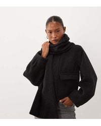 ASOS - Asos Design Petite Formal Short Coat And Scarf Set With Wool - Lyst