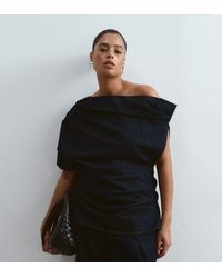 ARRANGE - Curve Denim Off Shoulder Pleat Waist Top Co-ord - Lyst