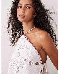 ASOS - Nienna Embroidered Halter Beach Top - Lyst
