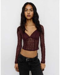 Pull&Bear - Top Van Kant Met Korset - Lyst