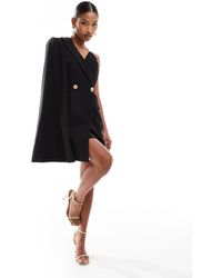 Lavish Alice - One Shoulder Cape Blazer Dress - Lyst