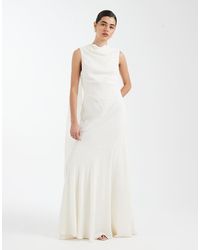 Six Stories - Bridesmaid Crepe High Cowl Neck Maxi Dress - Lyst