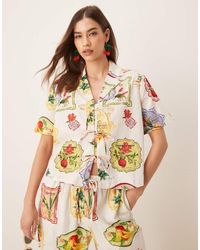 Nobody's Child - Camisa Con Estampado De Postales De Frutas Y Detalle De Lazada Harper De (Parte De Un Conjunto) - Lyst