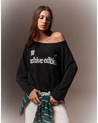 Bershka - Graphic Boat Neck Jumper - Lyst