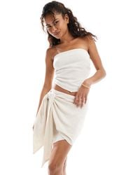 ASOS - Drape Wrap Tie Detaill Linen Look Mini Skirt - Lyst