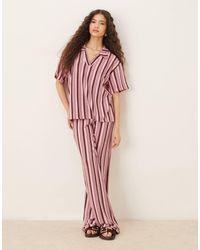 ASOS - Pantalon large d'ensemble à rayures - rose et marron - Lyst