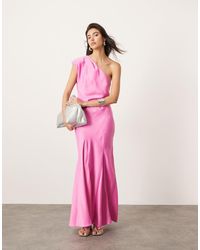 ASOS - Maxi Jurk Met Blote Schouder, Naaddetail En Volle Rok - Lyst