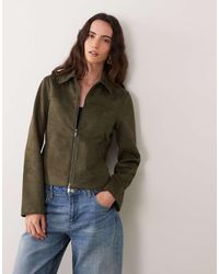 Abercrombie & Fitch - Fitted 90s Faux Suede Jacket - Lyst