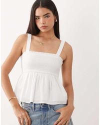 Abercrombie & Fitch - Square Neck Smocked Cami Top With Removable Straps - Lyst