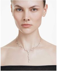 Swarovski - Constella Y Necklace, Crystal Pearl, Round Cuts, Rhodium Plated - Lyst