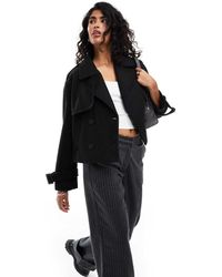 Bershka - Trench Effetto Lana Taglio Corto - Lyst