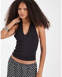 Pieces - Halter Neck Twist Front Slinky Top - Lyst