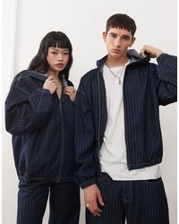 Reclaimed (vintage) - Veste d'ensemble en jean unisexe avec capuche et fines rayures - indigo - Lyst