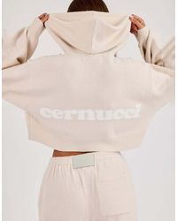 CERNUCCI - Knitted Logo Cropped Zip Hoodie - Lyst
