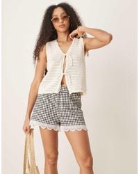 ASOS - V Neck Knitted Tank Top With Bow Tie Front - Lyst