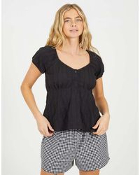 Brave Soul - Woven Short Sleeve Button Down V-Neck Top - Lyst