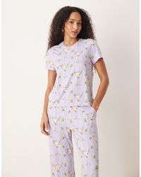 Chelsea Peers - Tshirt With Straight Leg Trousers Pyjama Set - Lyst