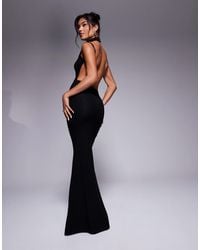 ASOS - High Neck Slash Shoulder Maxi Dress With Open Back - Lyst