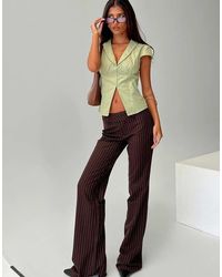 Princess Polly - Kinkirk Mid Rise Slim Fit Button Detail Flared Tailored Trousers - Lyst