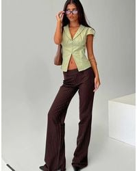 Princess Polly - Kinkirk Mid-Rise Slim-Fit Broek Met Knoopdetail En Uitlopende Pijpen - Lyst