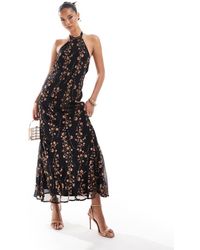 River Island - Floral Print Halterneck Maxi Dress - Lyst