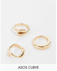 ASOS Synthetic Pack Of 4 Rings in Gold Womens Jewellery Rings Metallic 