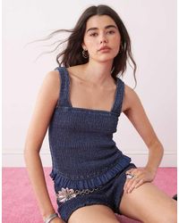 Collusion - Festival Denim Shirred Co-ord Cami - Lyst