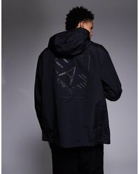 EA7 - Chaqueta Negra Extragrande Con Capucha De Armani -Negro - Lyst