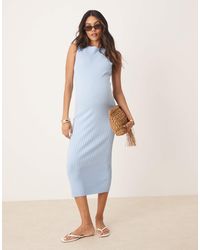ASOS - Asos design maternity - robe longueur mollet en maille côtelée à encolure bateau - Lyst