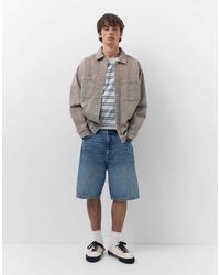 Pull&Bear - Bermuda baggy en jean - moyen - Lyst
