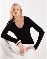 ASOS - Lyocell Blend V Neck Long Sleeve Top - Lyst