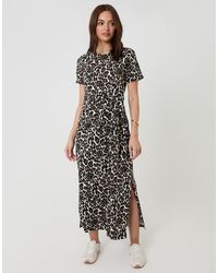 Threadbare - Tie Front Side Split Cotton Jersey Midi Dress - Lyst