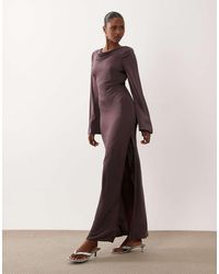 ASOS - Satin Maxi Dress With Flute Sleeves - Lyst