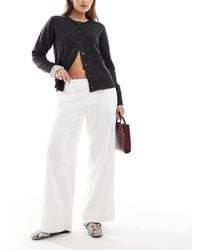 Hollister - Broek Met Linnenlook En Lage Taille En Wijde Pijpen - Lyst