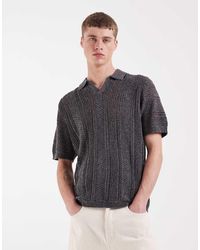 ASOS - Relaxed Short Sleeve Knit Crochet Notch Neck Polo - Lyst