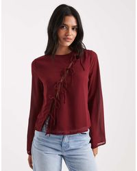 ONLY - Top Bordeaux Con Allacciatura Asimmetrica - Lyst