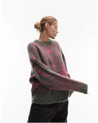 TOPSHOP - Knitted Swirl Print Crew Neck Jumper - Lyst