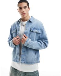 Jack & Jones - Chaqueta Vaquera Azul Claro De Corte Cuadrado De - Lyst