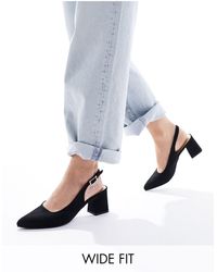 Truffle Collection - Wide Fit Block Heel Sling Back Pumps - Lyst