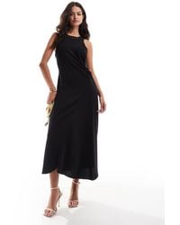 Mango - Mouwloze Midi Jurk Met Ingenomen Taille - Lyst