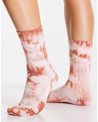 TOPSHOP Tie Dye Slouch Sock - Pink