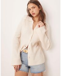 ASOS - Knitted Rib Collar Cardigan - Lyst
