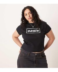 ASOS - Camiseta Negra Con Diseño Encogido Y Estampado Gráfico Con Licencia De Oasis De Asos Design Curve - Lyst