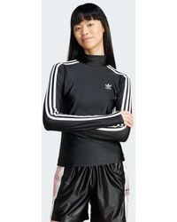 adidas Originals - Camiseta Negra De Manga Larga Con Cuello Alzado Y 3 Rayas Adicolor De - Lyst